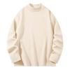 Otoño e Invierno 2025 260g Terciopelo Peinado Cálido Holgado Camiseta de Manga Larga para Hombre Color Sólido Cuello Alto Medio Ropa Interior de Punto