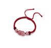 Pulsera Valiente de Pareja Pulsera Femenina de Cristal de Fresa Plata Pulsera de Cristal para Pareja Diseño Nicho Cuerda Roja Tejida