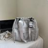 Bolsos para Mujer Nuevo Bolso Tote Perezoso de Gran Capacidad para Mujer Estilo Coreano Cierre de Cordón Cordón Bolso de Hombro Cruzado para Estudiante Universitario