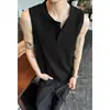 Camiseta sin mangas henley blanca limpia y bien ajustada para hombre, camiseta sin mangas fina de verano para fitness deportivo, chaleco casual holgado
