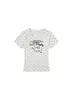 Camiseta Blanca de Manga Corta con Cuello Redondo y Estampado de Lunares para Mujer, Nuevo Estilo de Verano, Top Ajustado con Estampado de Letras Americanas