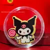 Pegatinas doradas de Kuromi y Cinnamoroll de dibujos animados coloridos, lindas y que traen buena fortuna, regalos promocionales de Chiikawa