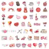50 calcomanías de carta para el Día de San Valentín con diseño de corazón rosa, adecuadas para equipaje, motocicletas, carritos y cuadernos, impermeables