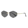 Gafas de Sol Sin Montura Nuevas Transfronterizas 2025 de Gama Alta para Mujer Estilo Retro Europeo y Americano Poligonales con Borde Cortado Gafas de Sol Simples