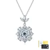 Collar de girasol de moissanita de plata de ley S925 para mujer, colgante de flor y hoja, cadena de clavícula de lujo ligero de moda, venta al por mayor de fábrica
