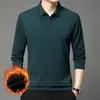 Camisa POLO para hombre, nuevo estilo otoño e invierno, forrada de polar, engrosada, de manga larga, para mediana edad, cuello camisero, camiseta cálida para hombre