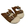 Pantuflas de lana de cordero estilo europeo para otoño 2026 para mujer, versátiles de suela plana para interiores y exteriores, pantuflas peludas de mujer para estar en casa