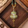 Novo Colar de Brocal Chinês Estilo Nacional Tecido Song Brocado Tons Verdes Retro Hanfu Qipao Estilo Longo Versátil Colar de Tecido Song Brocado