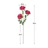 Flor de rosa británica de 3 cabezas, rama única, simulación, flor para ramo de novia, decoración de entrada del hogar, diseño de paisaje