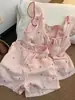 2025 Nuevo Conjunto de Pijama de Algodón Suave y Dulce con Cerezas para Mujer, Verano, Tirantes Cortos, Ropa para el Hogar