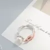Joyería de Plata Nafuge al por Mayor Anillo de Plata Incrustado con Perla Natural de Agua Dulce Anillo de Plata de Ley 925 con Baño de Oro Pájaro Moda