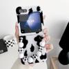 Adecuado para Samsung Zflip 50% de descuento Funda para Teléfono Móvil Apilable Zflip4 Patrón de Vaca Carcasa de Piel Pulsera Protección Anti-Caída Imán