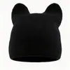 Gorro de Punto con Orejas de Gato Transfronterizo para Niños con Bordes No Plegados, Logo Personalizable, Adecuado para Deportes de Otoño e Invierno, Se Puede Bordar, Gorro de Punto