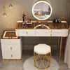 Tocador de dormitorio nórdico, mueble integrado multifuncional minimalista moderno, tocador inteligente con carga inalámbrica