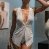 Amazon Ebay Estilo Caliente Sexy Transparente Encaje Profundo en V Lencería Suspensoras Sexy Bata de Noche Comercio Electrónico Transfronterizo en Stock