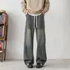 Jeans de Mezclilla con Salpicaduras de Color de Calle Nuevos para Hombre Primavera 2026, Pierna Recta, Versátiles, Pantalones para Hombre Talla Grande HKN936 Algodón