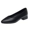 Uma geração de sapatos femininos sapatos de trabalho de aeromoça sapatos de couro preto femininos sapatos de cabeça redonda plana sola macia sapatos profissionais de trabalho sapatos femininos