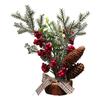 Mini árbol pequeño de Navidad para escritorio, decoración de Año Nuevo, árboles pequeños de frutos rojos con borde cruzado.