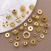 Cuentas sueltas de cobre chapado en oro de 18 quilates, separadores en forma de OVNI, cuentas redondas roscadas para pulsera y collar DIY hechos a mano, accesorios de joyería