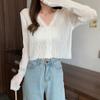 Ultra-fino protetor solar tricotado pequeno Cardigan fino mulheres slip saia blusa exterior primavera e outono gelo seda ar-condicionado camisa jaqueta curta