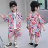 Conjunto de Camisa Floral Hawaiana para Niños, Atuendo Elegante para Vacaciones en la Playa, Camisa Fresca y con Estilo para Niños, Ropa de la Isla Sanya