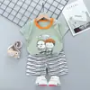 Traje infantil de manga corta algodón niñas nuevo verano niños camiseta pantalones cortos bebé coreano media manga ropa infantil al por mayor