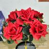 Fabricante de Flores Artificiais Atacado Buquê de Rosas de Seda para Decoração de Casa Rosa de Cinco Cabeças Flor Falsa Alta Simulação