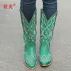 Juyuan Em Estoque Novo Inverno 2026 Sapatos Femininos para Comércio Exterior, Desejo Tamanho Grande Botas Longas de Couro Cavaleiro Femininas com Bordado Bico Fino