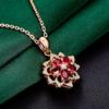Collar de plata para mujer, colgante de plata japonesa y coreana, colgante poligonal, colgante de rubí, joyería de plata y oro rosa de 18 quilates