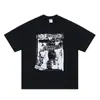Camiseta de manga corta con cuello redondo para hombre Lanhai 2025 Primavera/Verano Nueva Marca de Moda Europea y Americana Estilo ERD Estampado Retro de Destrucción para Hombre