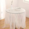 Mantel Desechable Plástico Engrosado Impermeable Rojo Picnic Fiesta Banquete Comedor Mesa Redonda Mantel de Fiesta Blanco