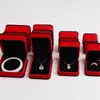 Caja de Terciopelo Roja con Borde Negro Set de Caja para Anillo Colgante Pulsera Collar Caja de Almacenamiento de Joyería Caja de Joyería Caja de Regalo