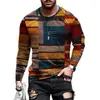 Nueva camiseta de pulóver casual para hombre de estilo europeo y americano, cuello redondo, manga larga, impresión 3D, corte ajustado, para comercio transfronterizo