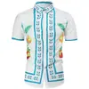 Camisa Masculina de Manga Curta com Estampa Floral Nova Moda Transfronteiriça de Verão Camisa Slim com Impressão Digital 3D Fabricante