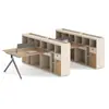 Escritorio de oficina, estación de trabajo para personal, mesa y silla para 4 personas con pantallas, mobiliario de oficina para personal de oficina y personal de finanzas