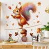 Adesivos de Parede de Esquilo Fofo de Desenho Animado com Pinhas Decorativos para Sala de Estar, Entrada, Quarto, Autoadesivos, Pintura, Removíveis, Adesivos de Parede de PVC