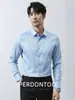 Camisa de Manga Larga de Algodón Mercerizado Ligero Estilo Italiano para Hombre 2026 Primavera y Otoño Corte Delgado Transpirable Blanca Formal