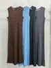 Vestido Redondo Sin Mangas con Pliegues Estilo Miyake para Mujer, Suave y Moderno, Vestido Recto de Longitud Media, Vestido Versátil