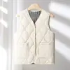 Chaleco Ligero de Algodón Estilo Nuevo 2026 para Mujer, Chaleco Corto sin Cuello Otoño e Invierno, Chaqueta Redonda Talla Grande