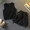 Chaleco para Niños Traje Guapo Verano 2025 Nuevo Bebé Niño Algodón Sin Mangas Traje Pantalones Cargo Niños Ropa de Verano