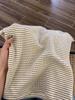 Camiseta de Punto de Seda de Hielo a Rayas de Manga Corta para Mujer Verano 2024 Nuevo Estilo Hombro Pequeño Ajustada Verano