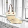 Sombrero de Paja Transfronterizo Bolso de Paja Set de Dos Piezas Sombrero para el Sol Gran Capacidad Bolso Tote Rayado Bolso de Hombro Bolso de Playa Tienda de Fábrica
