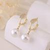 Pendientes de perlas barrocas para mujer, estilo francés, ligeros, de lujo, de plata 925, elegantes pendientes de aguja, pendientes de concha de perla de doble cara.