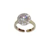 Moda Coreana e Japonesa Anel Aberto Redondo Totalmente Cravejado de Diamantes de Luxo Leve para Mulheres, Acessórios de Anel para Dedo Indicador Super Brilhantes Versáteis Únicos Atacado