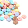 Cor clara acrílica desenho animado rosquinha bola de lã furo reto com conta pingente de corrente para celular diy pingente joia atacado