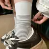 ¡Artículo básico imprescindible! Calcetines de rayas finas retro sin costuras, calcetines de algodón australiano estilo universitario coreano para mujer, calcetines casuales holgados japoneses