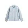 Camisa Unisex Casual de Manga Larga a Rayas con Tapeta con Cremallera Estilo Campus Americano Marca de Moda Ouswe Rc97