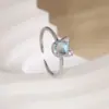 Anillo de gatito de diamante dulce apertura ajustable diseño creativo de alta calidad súper bonito índice de gato azul anillo de cola para dedo índice femenino
