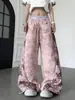 Pantalones de calle hip-hop estilo páramo con retazos de estampado de leopardo desgastado, pantalones de jazz curvos para mujer, atuendo de verano para chicas calientes que bailan