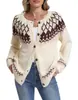 Suéter de punto para mujer nuevo de otoño e invierno transfronterizo europeo y americano, chaqueta cárdigan tejida jacquard vintage de Halloween para mujer